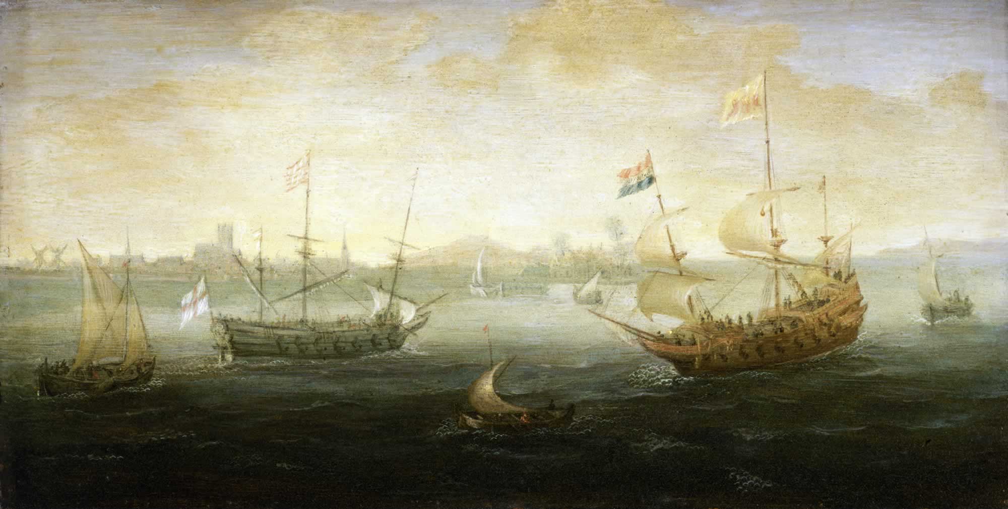 Abraham_de_Verwer_-A Dutch and an English Ship off a Harbour circa 1625.jpg